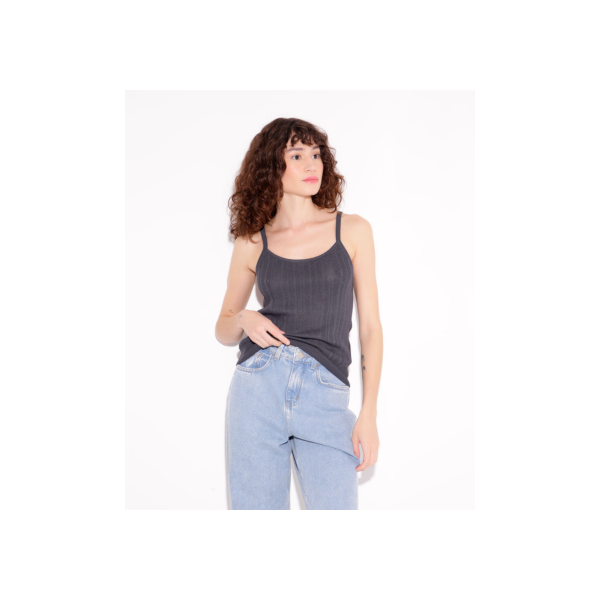 regata de tricot alças finas mindset cinza
