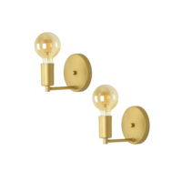 Kit 2 Luminárias Arandelas Parede Cabeceira Quarto Dourado