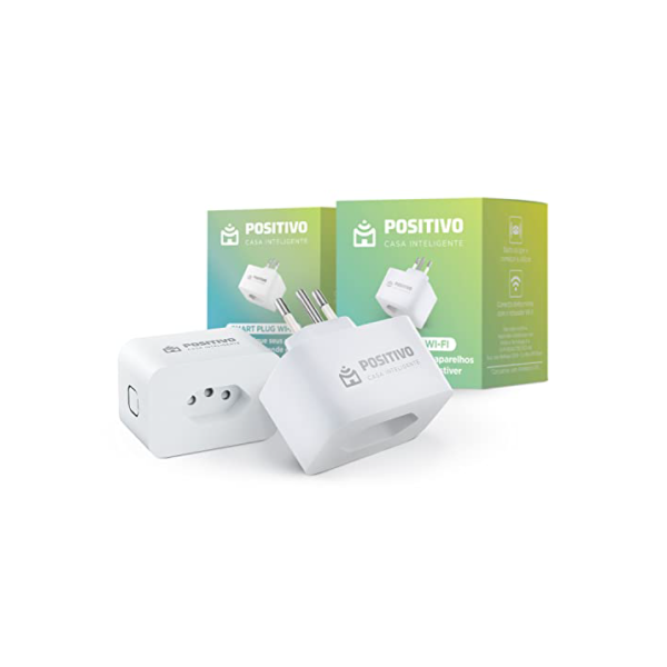 Kit Smart Plug Wi-Fi Positivo Casa Inteligente - Contém 2 Smart Plugues Wi-FI 10A/1000W, ligue e desligue seus eletrodomésticos usando o celular, Compatível com Alexa