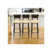 kit 3 banquetas alta junco argila marrom escuro cozinha bancada balcão bares área gourmet