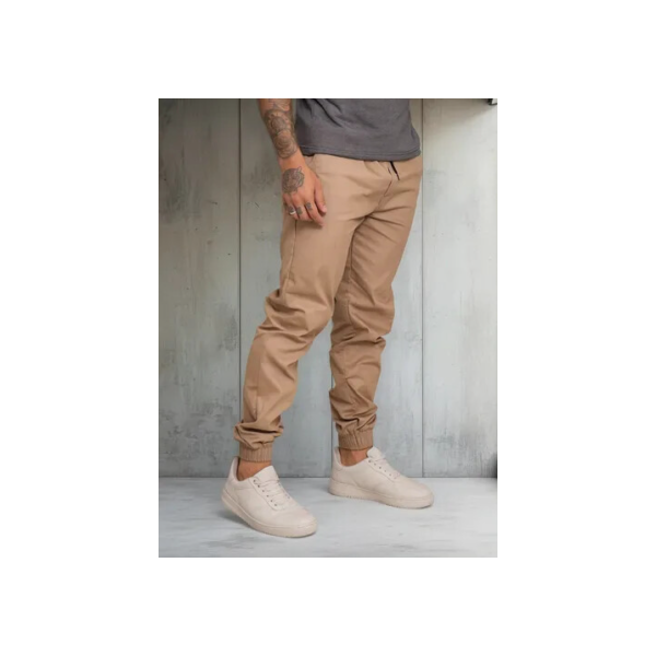 Calça Jeans Sarja Masculina Jogger Elástico Cintura E Barra