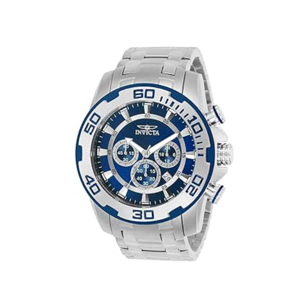Invicta Relógio masculino 22319 Pro Diver, mostrador analógico, quartzo, prata, Aço inoxidável, 50 mm, Relógio de quartzo, mergulhador