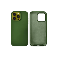 Capinha Compatível Com Iphone 16, 16 PLUS, 16 PRO e 16 PROMAX Linha PREMIUM Colorida Preto, Branco, Vermelho, Azul, Rosa, Transparente Case Aveludada 3 Camadas Anti Impacto (Verde Escuro, 16 PRO MAX)