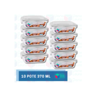 Conjunto 10 Potes Vidro Hermético mantimentos marmita 370ml