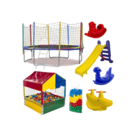 Kit Pula Pula 3,05m + Piscina De Bolinhas 1m + 500 Bolinhas + Escorrega Médio + 2 Gangorra 1l + 1 G2