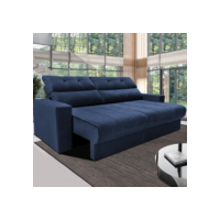 Sofá 3 lugares Cama inBox Clean com Assento Retrátil, Encosto Reclinável em Tecido Velusoft e 170cm de Largura - Azul