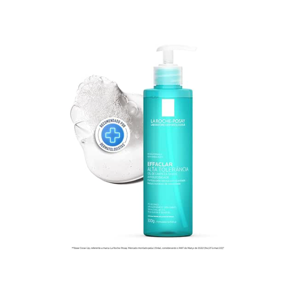 La Roche-posay Effaclar Gel Alta Tolerância. Limpeza Facial. Limpa a Pele Suavemente Reduzindo a Oleosidade e Eliminando o Brilho. Pele Oleosa e Sensível. Caprylyl Glycol, Glicerina, PCA de Zinco.
