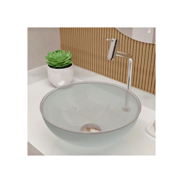 Cuba Pia De Apoio Vidro Redonda 29cm Transparente Para Banheiro Lavabo Cristal Beltempo