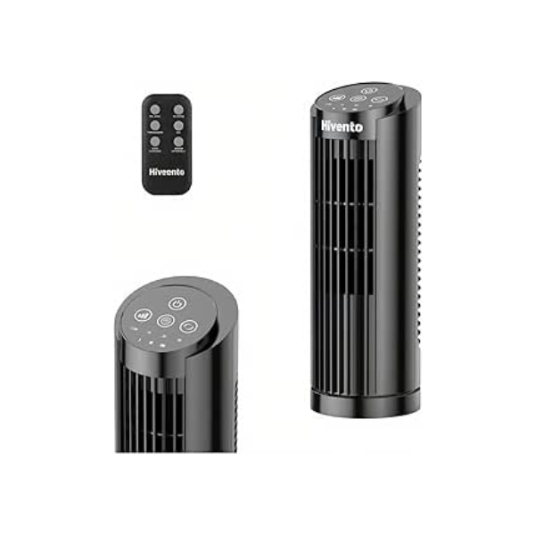 Hivento Ventilador Torre, 3 Velocidades, Oscilação Automática 70°, Controle Remoto e Toque, Temporizador 7,5h, Ventilador de Mesa/Domést