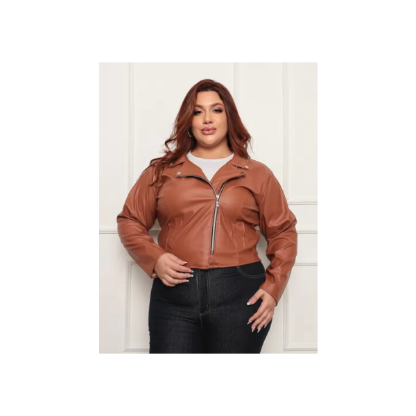 Jaqueta Feminina Plus Size Couro Fake Casaco Jaquetinha Frio