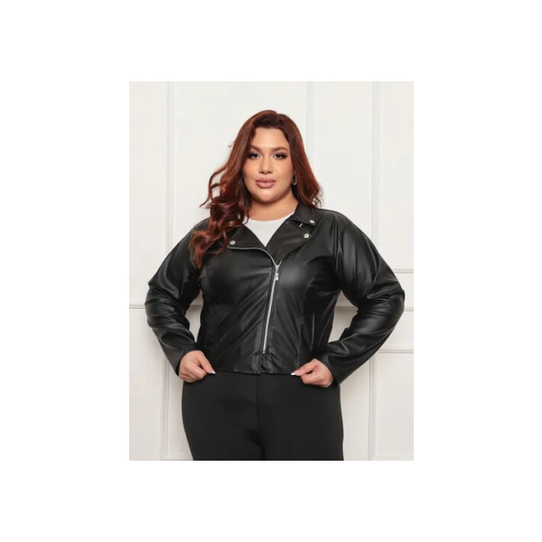 Jaqueta Feminina Plus Size Couro Fake Casaco Jaquetinha Frio