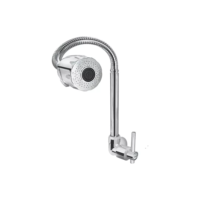 Torneira Flexível Gourmet de Parede Monocomando 1 Toque ViaFlix Elegance FC-12, Prateado Brilhante com Arejador Duplo para Economia de Água