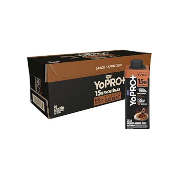 Pack YoPRO Bebida Láctea Energy Boost UHT Capuccino 15g de Proteínas 250ml - 24 Unidades