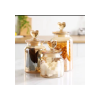 Pote Vidro Âmbar Hermético Decor Afeto Coração
