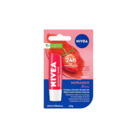 NIVEA Hidratante Labial Morango Shine 4,8g - Cuidado intensivo para seus lábios, hidratação prolongada, delicioso aroma de morango, pigmentos brilhantes e cor delicada