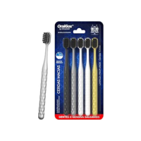 ORALGOS ELEGANCE Escova de Dente Adulto, 5 Unidades, Cerdas de Carvão Ativo, Ultra Macia, Para Gengivas Sensíveis, Multi-Cores, Prática para Viagem e Uso Familiar