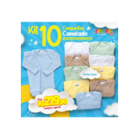 Kit 20 Peças Body e Calça Bebê Canelado 100% Algodão Longo