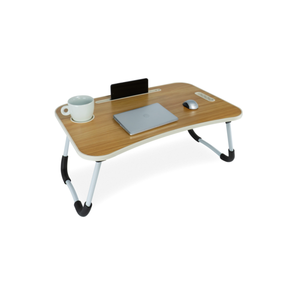 Mesa Dobrável Portátil Para Notebook Home Office Estudo Sala Cama Cor Madeira MDF