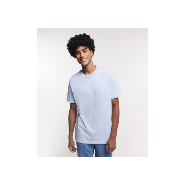 Camiseta Comfort em Meia Malha com Bolso Azul