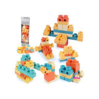 Blocos de Montar Soft Educativo MC929 Mega Compras Infantil 50 Peças Atóxicas Coloridas Estimula Coordenação Motora Brin