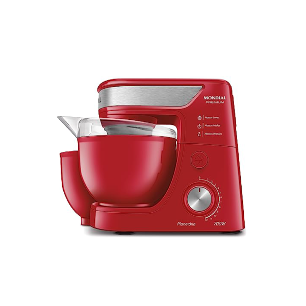 Batedeira Planetária, Mondial, Vermelho/Inox, 700W, 110V - BP-01P-R