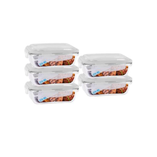 Conjunto 5 Potes Vidro Hermético Mantimentos Marmita 370ml - PRATICASA