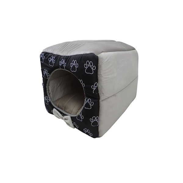 Cama Iglu e Toca Para Cachorro Luxo Preto Vime G