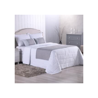 Kit Peseira Copacabana 5 Peças Queen 100% Poliéster Percal 300 Fios Acompanha Almofadas Cheias (Cinza, Queen)