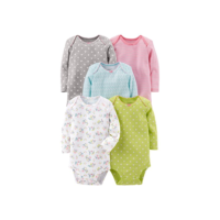 Simple Joys by Carter's Body de manga comprida para bebês meninas, pacote com 5, Verde limão/azul claro/rosa, 6-9 Meses