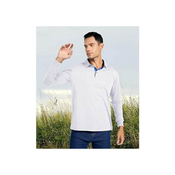 Camisa polo masculina de manga comprida com absorção de umidade, golf, gola atlética, camiseta de tênis