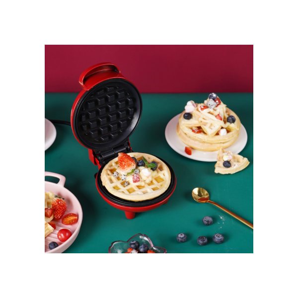 Mini Máquina de Waffles Elétrica Portátil Casa Cozinha Fazer Waffle Panquecas Automático 110V