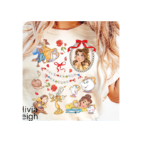 2025 Camiseta da Bela e a Fera, Frase “Tale as Old as Time” & Personagens, Disney Nostálgico
