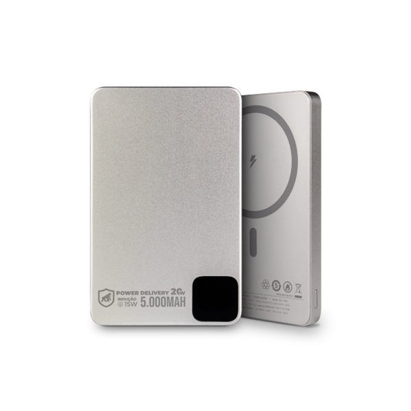 Carregador Portátil Titanium MagSafe 5.000 - 10.000mAh Wireless 15W Gshield USB-C Magnético LED