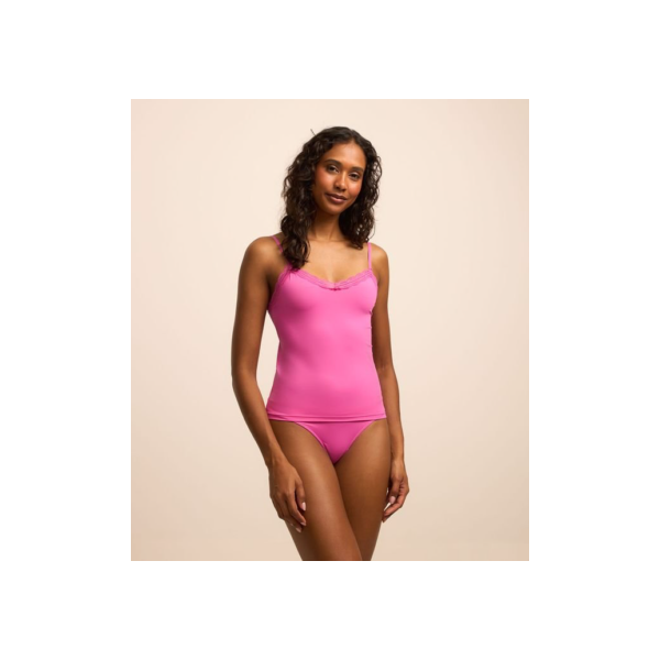 Camisete Sem bojo Alças Finas Sem Costura e com Renda Rosa