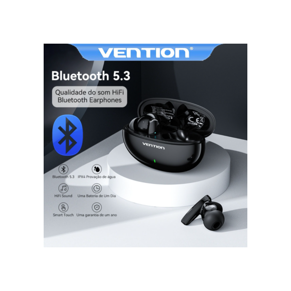 Vention E01 TWS Fones de ouvido Bluetooth Estereo 5.3 Fonees Inteligentes Com Cancelamento de Ruído E Toque Sem Fio Para