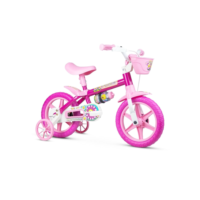 Bicicleta Infantil Aro 12 com rodinhas Nathor Flower de 3 a 5 anos