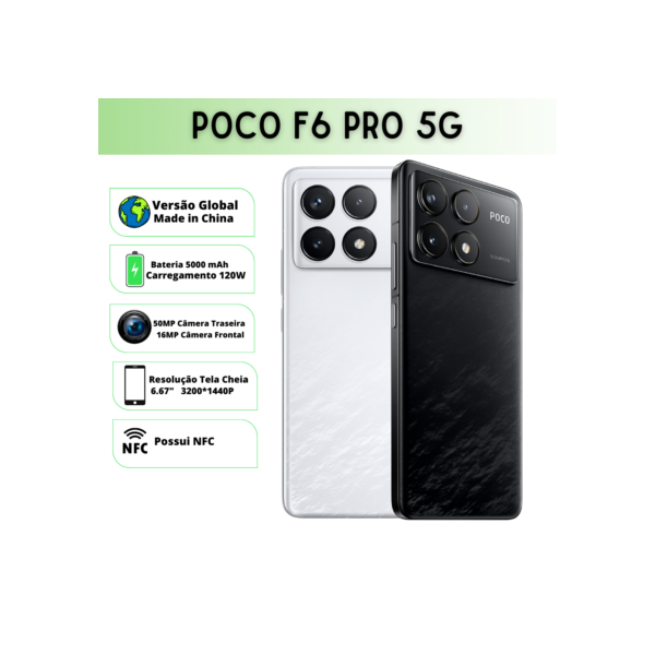 Celular Xiaomi POCO F6 PRO | Câmera 50MP, Processador Qualcomm SM8550-AB Snapdragon 8 Gen 2 (4 nm), Bateria 5000mAh
