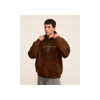 Casaco Boxy em Moletom com Felpa com Capuz e Estampa Lettering Marrom