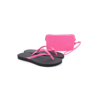 Kit Chinelo Tropical Brasil Slim e Bolsa de Mão Feminino - Pink+Preto