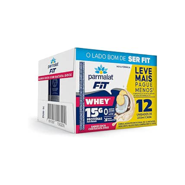 Parmalat Fit Bebida Proteica Coco com Batata Doce 15g de Proteína 250mL – Pack 12 Unidades