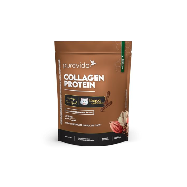 Puravida Colágeno Protein 23g de Proteínas Kopenhagen Língua de Gato Chocolate 450g