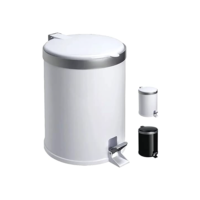 Lixeira com Pedal 5 Litros em Polipropileno Branco – Tampa Reta com Aro Prata