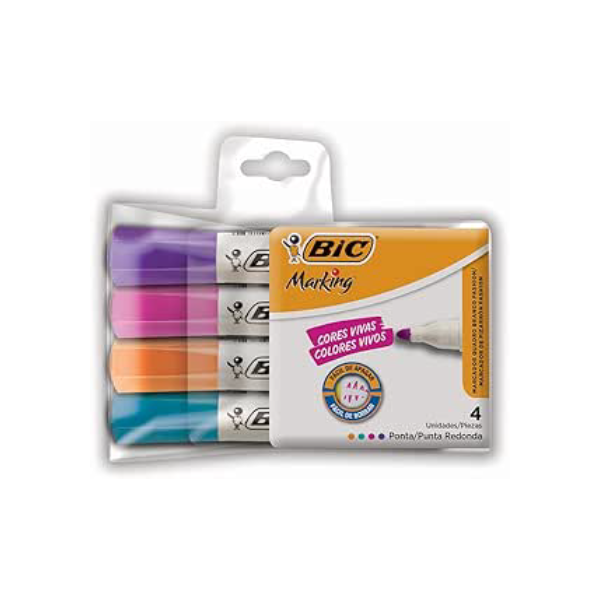 Pincel Marcador de Quadro Branco BIC Markingc/4 cores fashion 930094