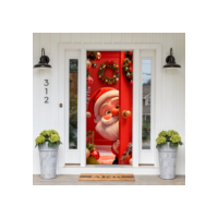 Capa Para Porta Decoração Natal Papai Noel Com Elástico Não Amassa
