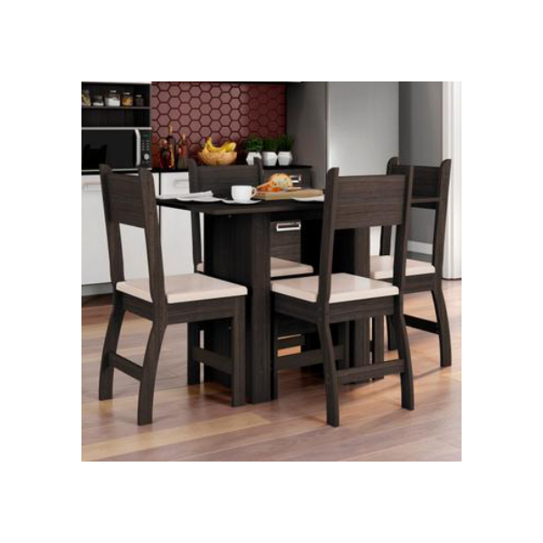 Conjunto Mesa de Jantar 4 Lugares Milano - Poliman Móveis