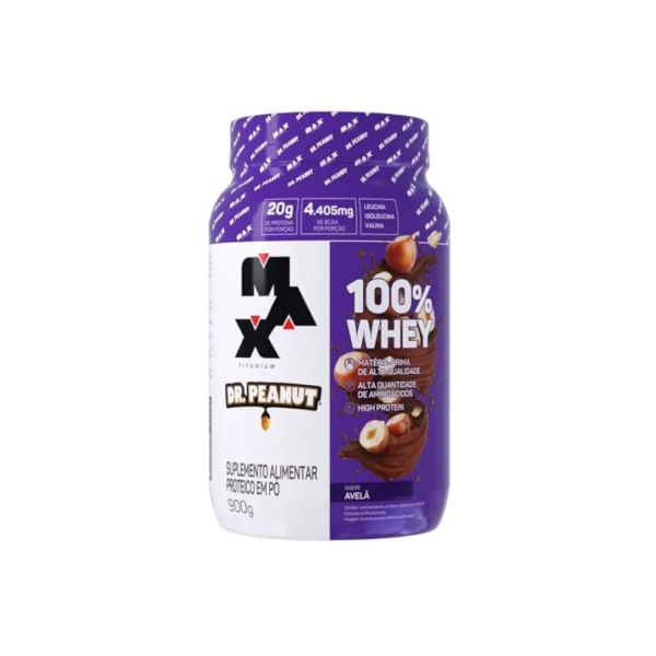 100% Whey Max Titanium x Dr. Peanut (900g), Sabor Avelã
