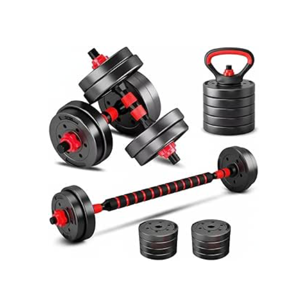 Kit Halteres Barras Anilhas Kettlebell Musculação 6 em 1 Peso Ajustável Consport