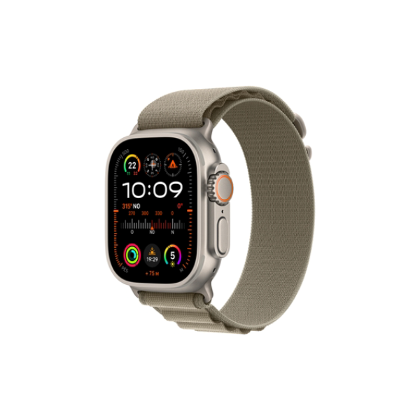 Apple Watch Ultra 2, Caixa de Titânio 49mm, Pulseira Loop Alpina Oliva, Tamanho G, GPS + Cellular
