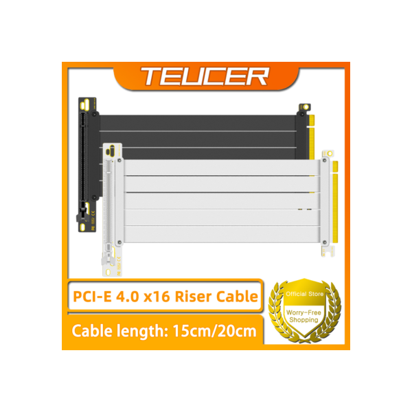 TEUCER-PCI-E 4.0 X16 Cabo Riser, Placa de Vídeo, Blindado, Alta Velocidade, Extensor Flexível, PCI Express Gen 4, Cabo de Extensão GPU