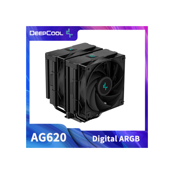 DeepCool-AG620 Ventilador de Refrigeração CPU Digital, ARGB, 6 Heat Pipe, 120mm, Temperatura D, Radiador para AM4, AM5, AM5